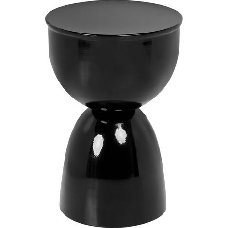 Mesa auxiliar elegante redonda de hierro pintada para interiores peana negro Canyon