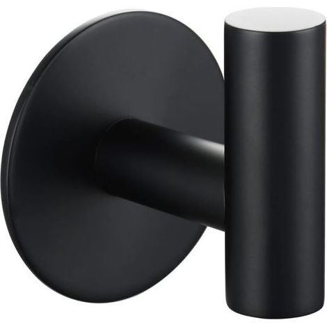 Porte-Serviettes Adhésif Salle de Bain Acier Inoxydable Noir Crochet Mural Sans Perçage (1/5)