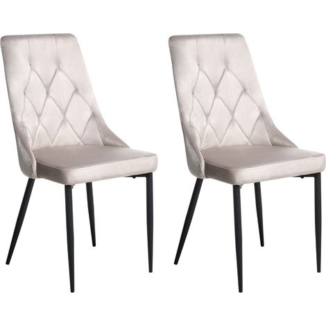 Conjunto de 2 sillas de comedor modernas de terciopelo con patas de hierro negras con recubrimiento en polvo gris pardo Avenir (1/5)