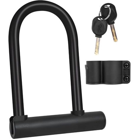 Antivol en U pour vélo en acier. étanche et antirouille. support universel avec 2 clés. pour vélo électrique. moto. vélo de route. VTT. porte de bureau (1/4)