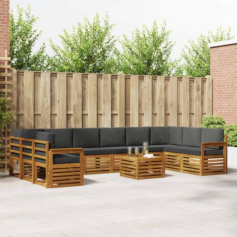 vidaXL Outdoor-Sofagarnitur mit Kissen 11 pcs Natur und Anthrazit (1/5)