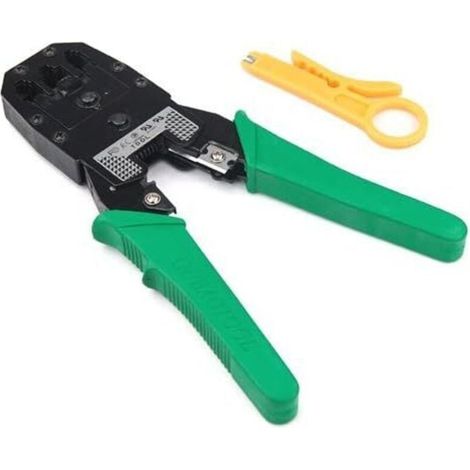 Pinza crimpatrice per cavi di rete RJ45 / RJ12 / RJ11 + spelafili (1/4)
