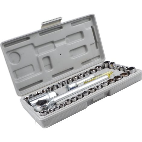 Set de clés à douille compactes en acier carbone pour réparation auto moto vélo maison jardin 34 pièces (1/5)