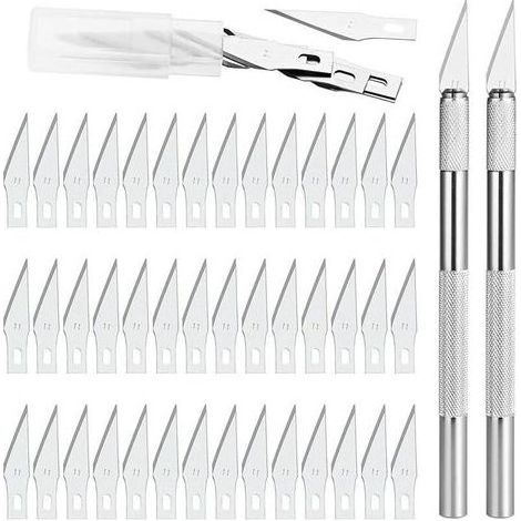 pair AIPERQ Precision Cutter 2 Scalpel avec 42 lames, Cutter de Précision Couteau pour Découpe de Travail d'art Bricolage, Spéléologie, Sculpture, Diy Sculpture Couteaux de Loisirs (1/4)