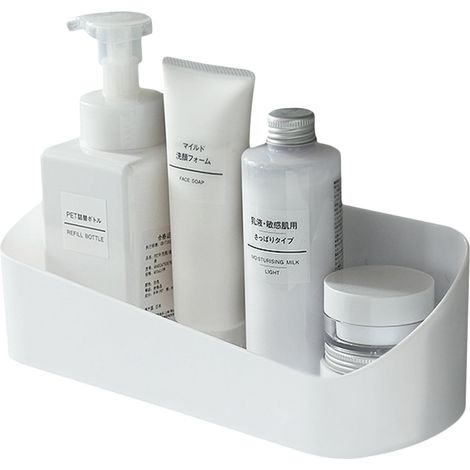 Porte-savon de Douche Blanc avec Plateau Égouttoir - Support de Rangement Autocollant pour Salle de Bains,Cuisine et Chambre (1/5)
