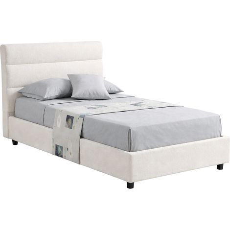 Letto Singolo Brez, Sfoderabile, Contenitore Made in Italy, Dimensione Materasso 80x190 cm, Beige