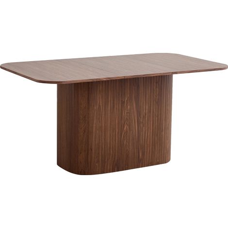 Table à manger, style nordique, pour 4-6 personnes, Couleur Bois Foncé (1/2)