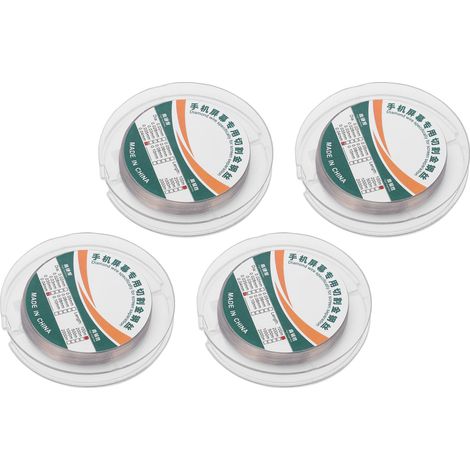 4 rouleaux de fil de découpe pour écrans de téléphone, 100 m de long, en acier au carbone haute résistance à la traction et au molybdène, diamètre 0,04 mm (1/5)