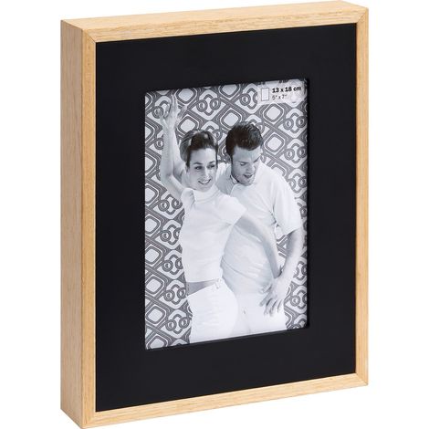 Cadre Photo Noir 13 x 18 cm Cadre Portrait en Bois avec Passe-Partout en Bois, Double YP318B (1/3)