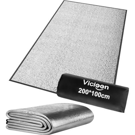 Tapis de camping en aluminium, double face pliable, imperméable portable avec sac de transport, léger et réfléchissant pour camping, randonnée, pique-nique.
