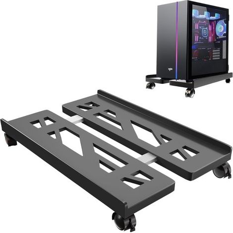 Adecuado para torre de ordenador，soporte móvil para CPU con cuatro ruedas，carrito para CPU debajo del escritorio gamer (negro) (1/5)