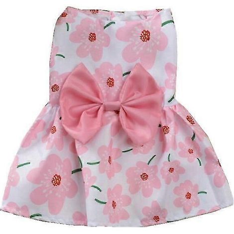 Vestido floral para perro, lindo, estilo broche, vestido de princesa con lazo fino, pequeño, fresco, dulce, sección primavera verano, vestidos de boda, falda para perro y gato 3 (1/5)