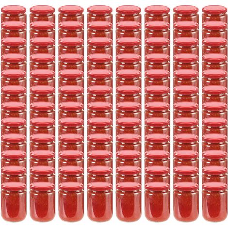 Pots à confiture avec couvercle rouge 96 pcs Verre 230 ml (1/5)