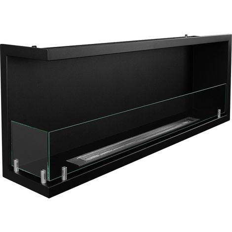 Camino a Bioetanolo Lonigo, Caminetto Capacità 1.25 lt, Superficie Riscaldabile 30 m2, Potenza (kw) 3, 120x22x45h cm Nero