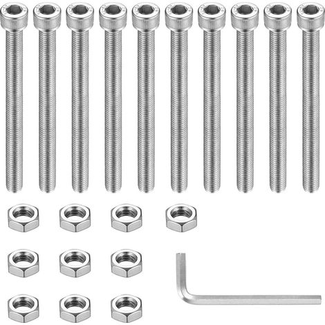 Kit 10 vis cylindriques M8x100mm inox avec écrous et clé Allen (1/5)