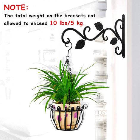 ZOLGINAH 2 Pièces Suspension Mural Crochet Plante avec Vis Support Crochet Plante Lanterne Mangeoires d'oiseaux Panier de Jardin en Métal pour Décoration de Jardin Balcon (Feuilles) (1/4)