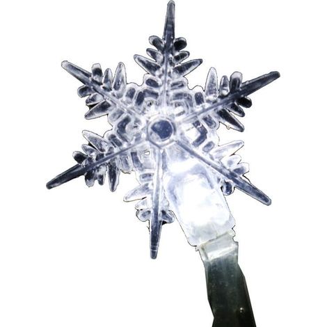Luci natalizie per albero di Natale, 20 LED a forma di fiocco di neve, bianche, alimentate a rete. (1/3)