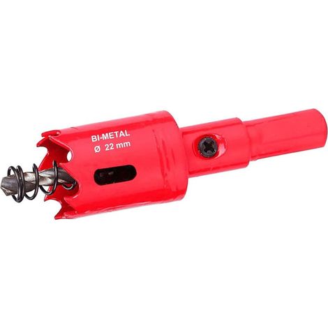 Sierra de corona M42 de 22 mm, sierra de corona bimetálica, broca universal para madera con adaptador hexagonal para hierro, aluminio, paneles de yeso, tuberías, plástico y metales (1 unidad) (1/5)