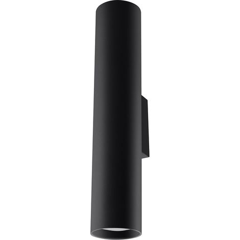 Wandlampe Metall UP DOWN Wandleuchte Innen Treppenhauslampen Wand, Stahl schwarz, 2x GU10, DxH 6x30 cm