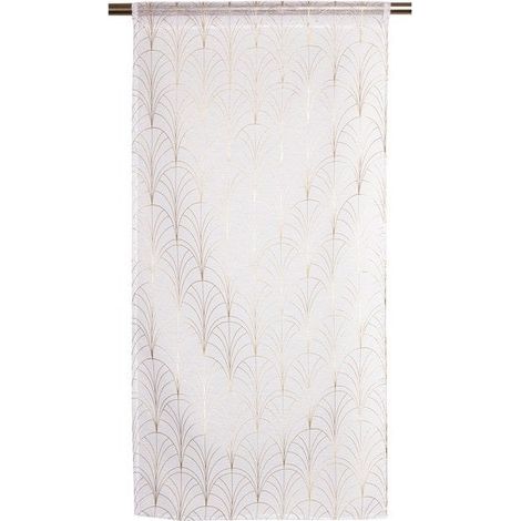 SANS MARQUE Vitrage transparent Tamara blanc et dore l. 90 x H. 210 cm (1/4)