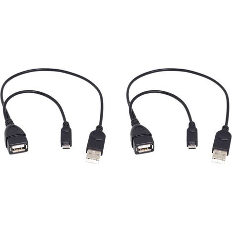 Dieses Kabel ist mit zwei Micro-USB-Buchsen-auf-USB-OTG-Adaptern kompatibel, verfügt über eine USB-Stromschnittstelle und eignet sich für OTG-kompatible elektronische Geräte.