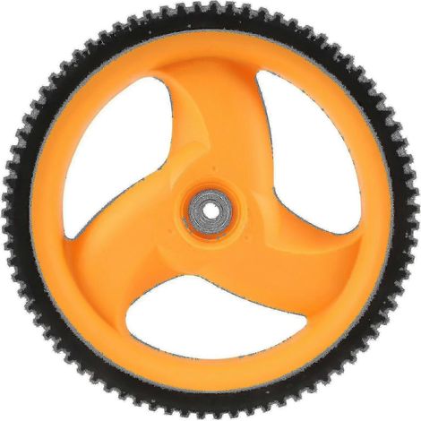 Roue arrière de tondeuse à gazon de 293 mm compatible avec les références 5324035-09, 5324327-49, 532403509 et 532432749. Bon état. (1/2)