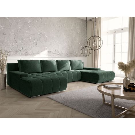 Wohnlandschaft Sofa mit Schlaffunktion VOGAR Stoff Poso Grün (1/4)