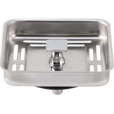 Colonne de bouchon d'évier carrée en acier inoxydable avec grille anti-obstruction pour cuisine (1/4)