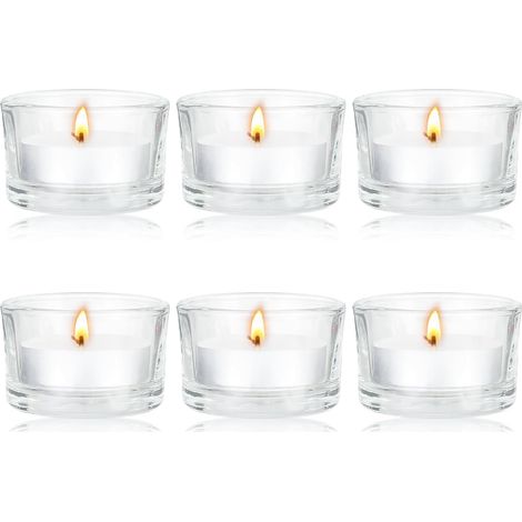 Lot de 6 Photophores en Verre Transparent, Bougeoirs Chauffe-Plat Épais (1/5)