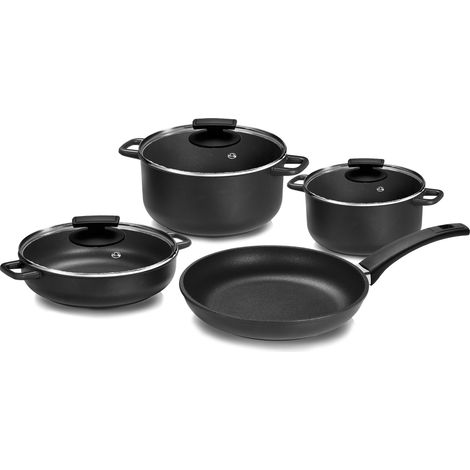 Batteria di Pentole 7 Pezzi in Alluminio Pressofuso Antiaderente Olympia Supreme Big