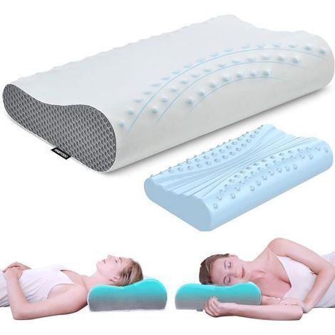 Ergonomisches Nackenkissen aus Memory-Schaum – Waschbar – Für tiefen Schlaf – 60 x 30 x 11 cm (1/4)