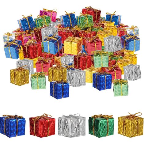 60 mini coffrets cadeaux Noël, boîtes décoratives pendentifs pour sapin ou ornements (1/4)