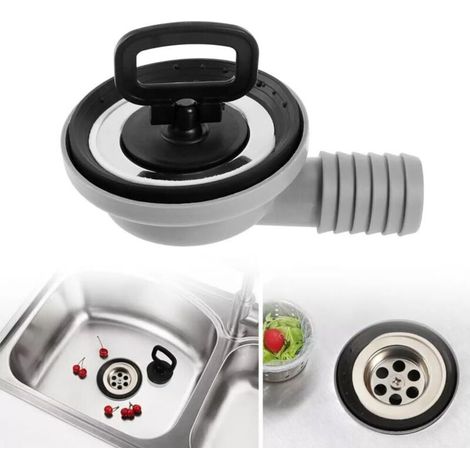 Bouchon de Vidange Évier pour Bateau, Caravane - Tuyau de Vidange en Acier Inoxydable à 90° avec Couvercle d'Étanchéité 56 mm (1/5)