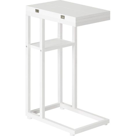 Beistelltisch C Form Klappbar Lagerregal Metallrahmen Weiß (1/5)