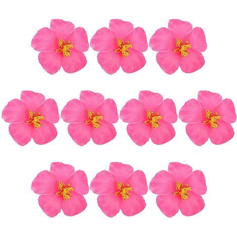 10 magnifiques fleurs d'hibiscus roses artificielles.-10.00X10.00X1.00CM-Pink (1/4)
