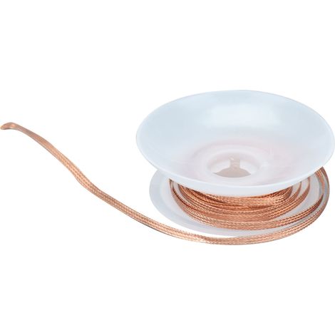Bande à dessouder en cuivre allié 1,5 m x 2,5 mm (2515A) tresse anti-calamine pour retrait soudure sans nettoyage (1/5)