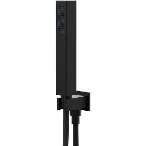 Colore Square Matt Black Shower Outlet Holder and Kit