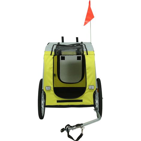 Remorque de Vélo pour Chien - Pet Bike Trailer avec Réflecteurs drapeau - Pet Bike Trailer - Dog Bicycle Trailer Foldable - Max. 30 Kg Jaune (1/5)