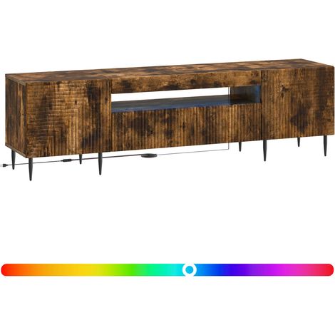 Maison Exclusive - LED-TV-Schrank Raucheiche Holzwerkstoff (1/5)