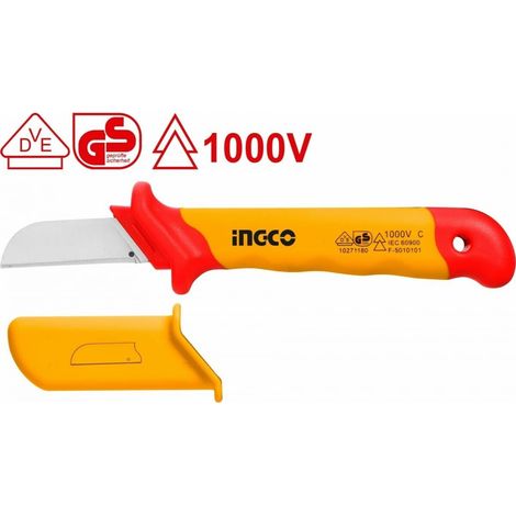 Coltello Cutter Lama Taglia Cavi da Elettricista Certificato 1000V, VDE/GS INGCO (1/3)