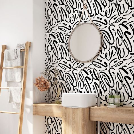 Crédence adhésive salle de bain - Motif Graphique - 60x60 cm - Adhésif BRILLANT (1/4)