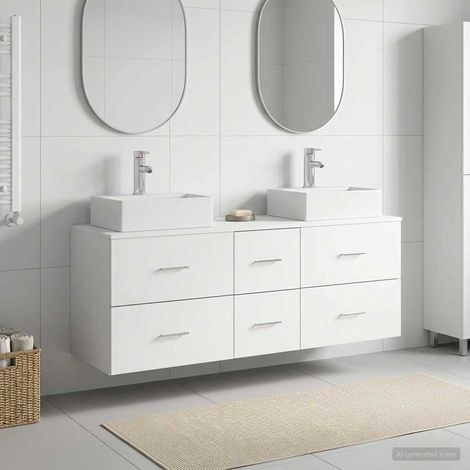 vidaXL Bathroom Cabinet Set 3 pcs White 129 x 41 x 79.5 cm (1/5)