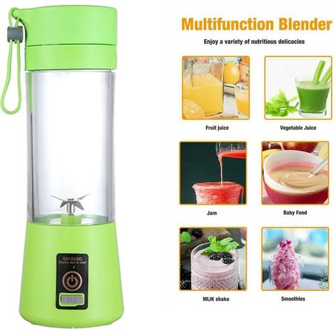 Mini mixeur à smoothie portable électrique 380 ml, mixeur sur socle, blender, machine à smoothie (vert) (1/5)