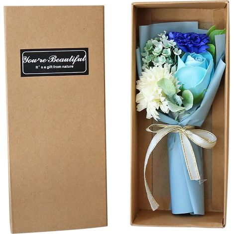 1 Cesta de regalo, arreglo floral, rosas de jabón, claveles, Día de la Madre (1/5)