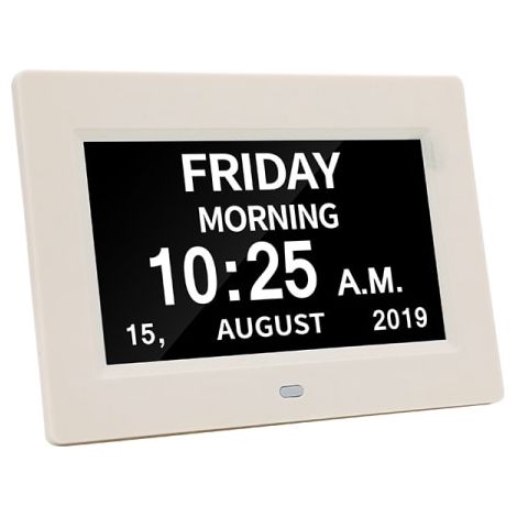 Horloge calendrier numérique 8 pouces, affichage clair du jour et de la date, horloge murale pratique pour maison, bureau, chambre et personnes âgées