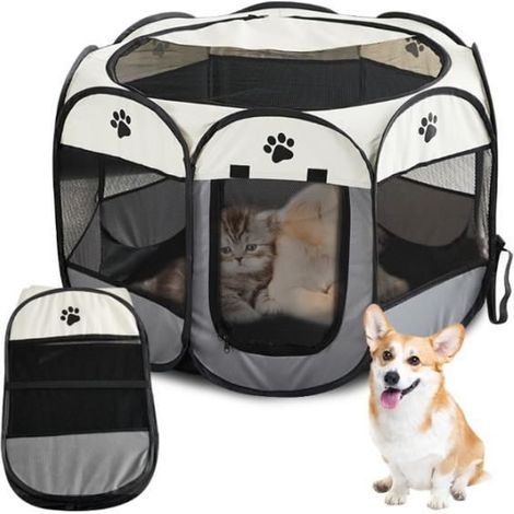 Parc pour chiots,Parc pour Chien en Tissu Oxford Imperméable Enclos Extérieur pour Animaux Chiens,Chats,Lapins (74x74 x43cm) (1/4)