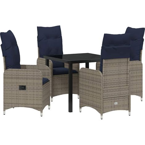 Maison Exclusive - Garten Essgruppe 5 Stk. Schwarz Poly-Rattan (1/5)