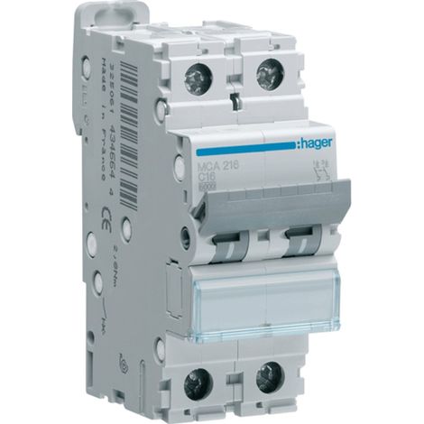 HAGER MCA216 Disjoncteur courbe M-C 6kA 2P 16A