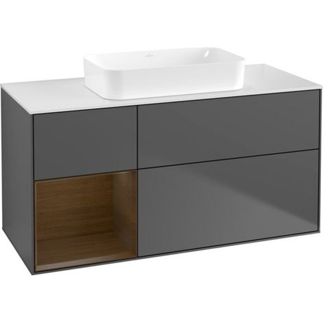 V&B Waschtischunterschrank Wandbeleuchtung Finion 120x60 cm, Reg re wal ven, Anthrac. matt (1/2)
