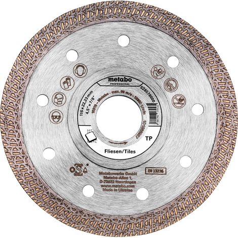 Metabo Meule de tronçonnage diamantée 115x22,23mm, « TP », Carrelage « professional » (628578000)